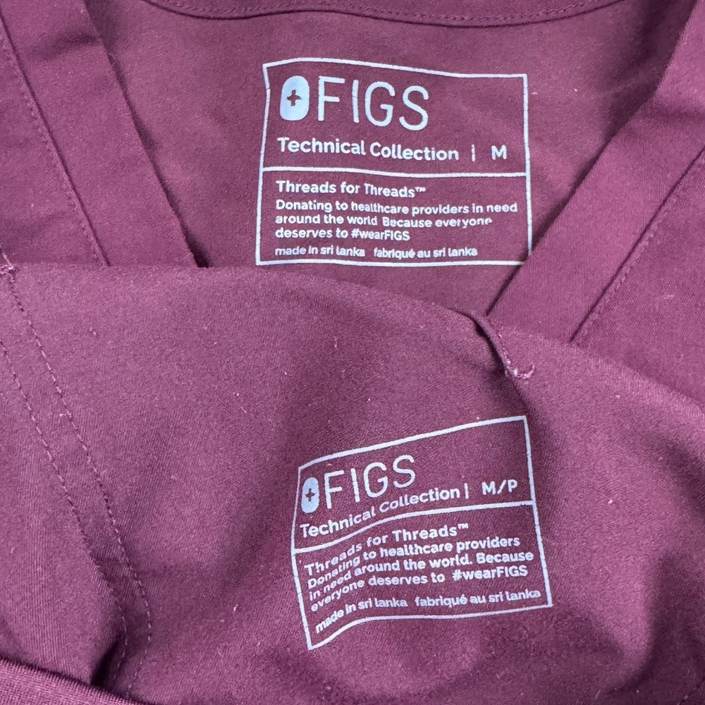 FIGS Technical Collection Burgundy 2- Piece Scrub Set – Women's Medium - Picture 5 of 14